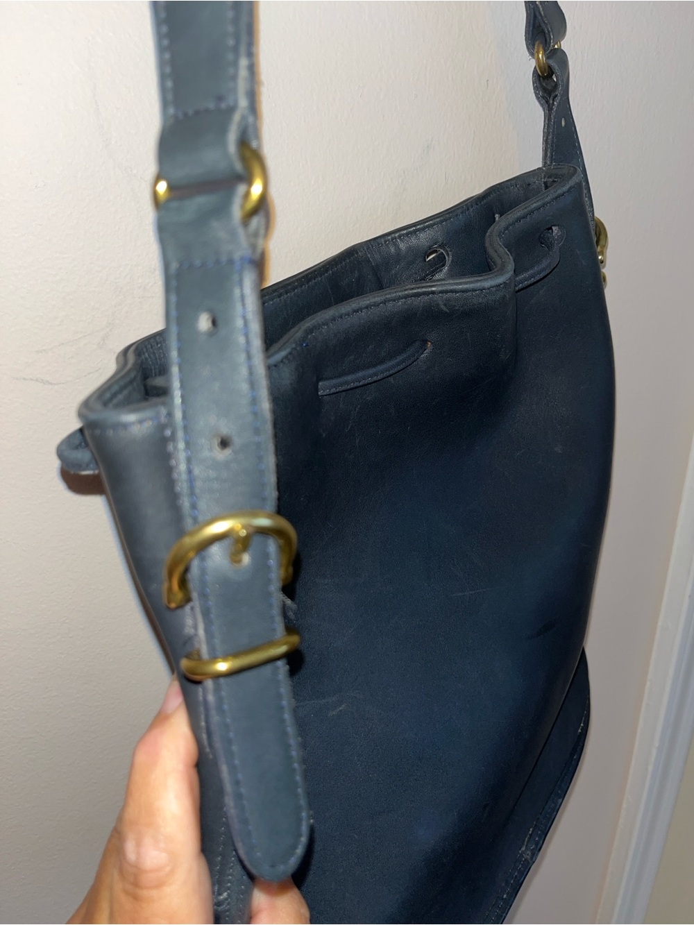 VIntage Equestrian Coach Bag in Dark Navy Blue 9804 EUC - Picture 8 of 12